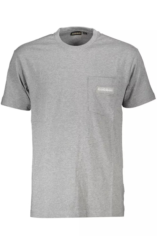 Chic Gray Cotton T-Shirt with Logo Detail