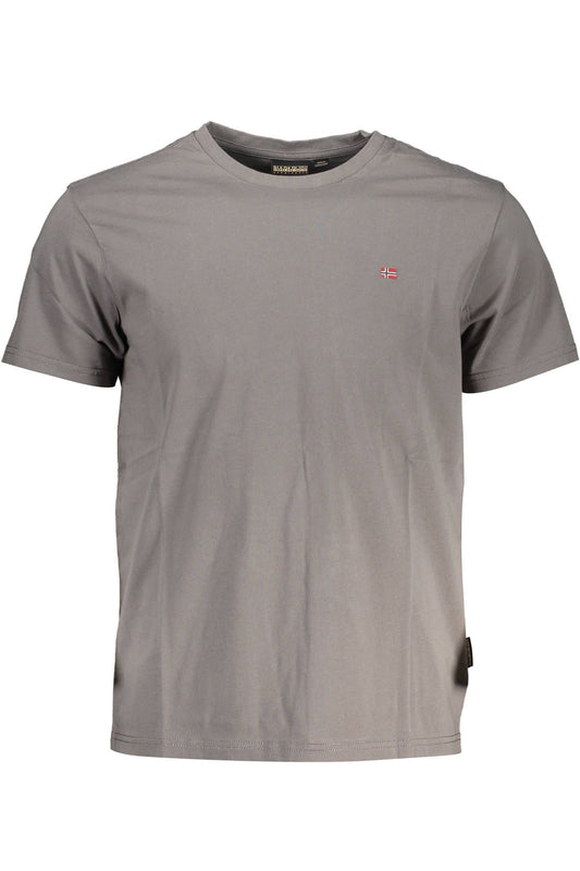 Chic Grey Embroidered Logo Tee