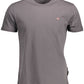 Classic Gray Round Neck Tee with Logo Detail