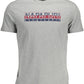 Elegant Gray Crew Neck Tee with Logo Print