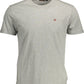 Elegant Gray Round Neck Cotton T-Shirt
