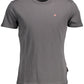 Chic Gray Round Neck Logo Tee