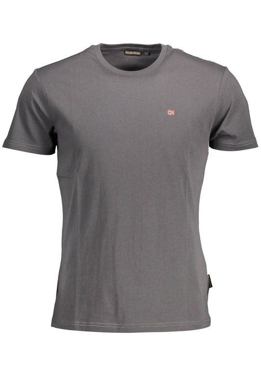 Chic Gray Round Neck Logo Tee