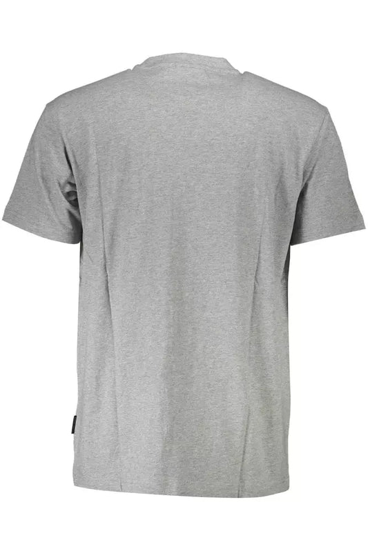 Chic Gray Cotton T-Shirt with Logo Detail