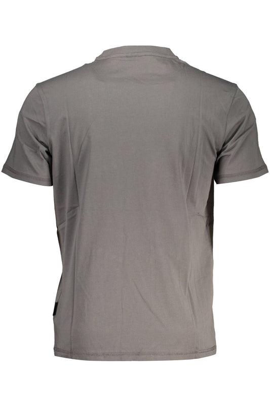 Chic Gray Cotton Tee with Iconic Print