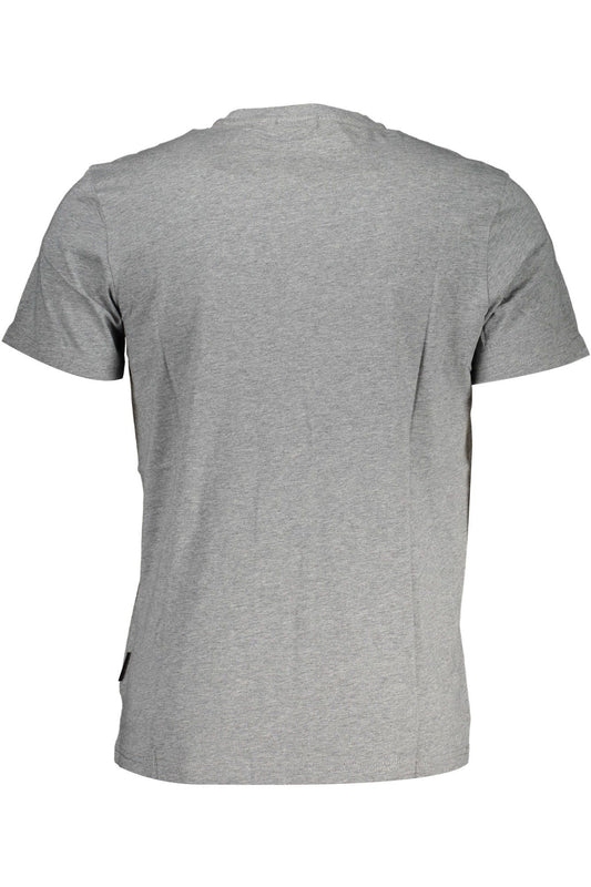 Embroidered Logo Gray Cotton T-Shirt