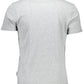 Elegant Gray Embroidered Crew Neck Tee