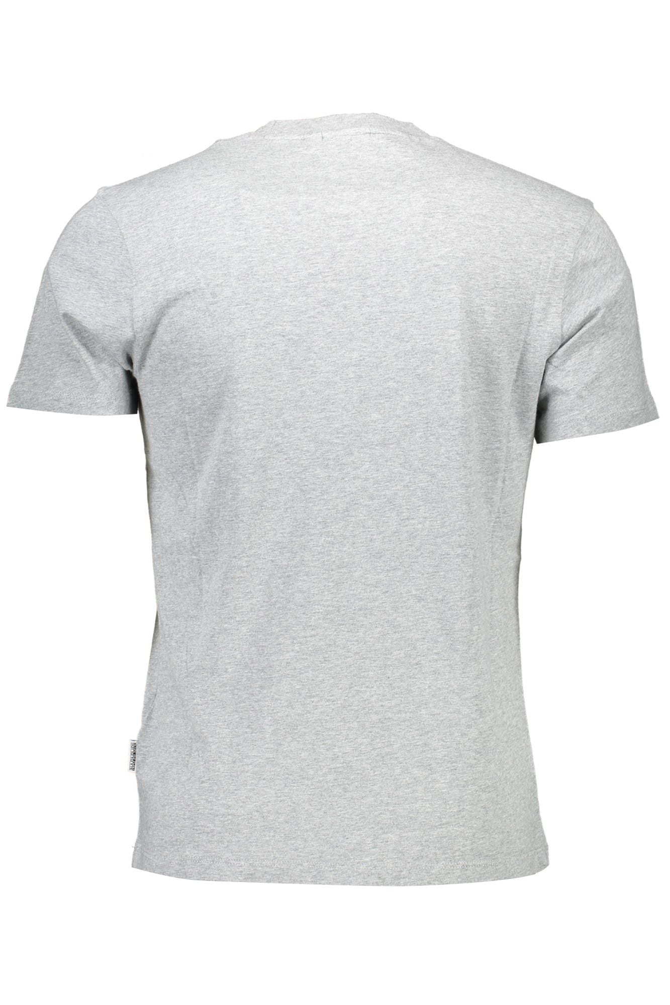 Elegant Gray Embroidered Crew Neck Tee