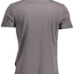 Classic Gray Round Neck Tee with Logo Detail