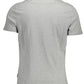 Elegant Gray Crew Neck Tee with Logo Print
