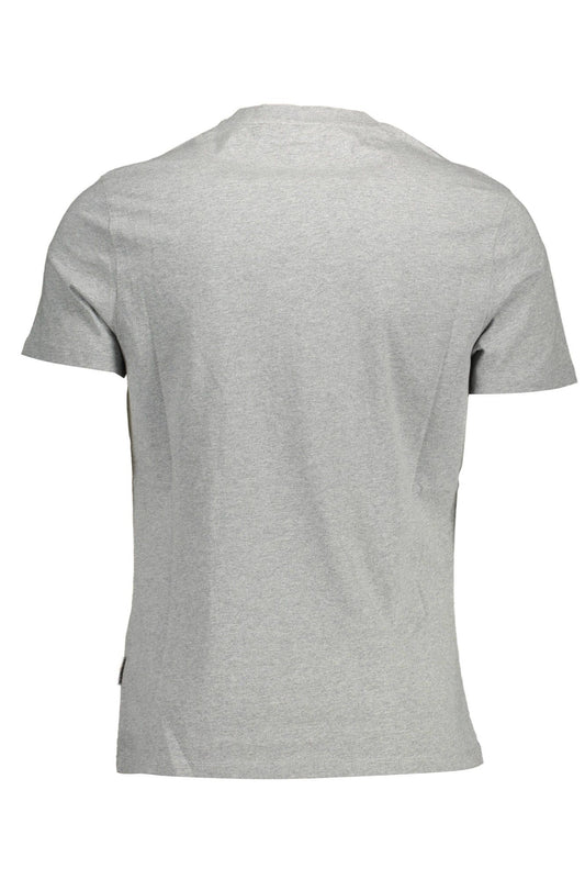 Elegant Gray Crew Neck Tee with Logo Print