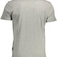 Elegant Gray Round Neck Cotton T-Shirt