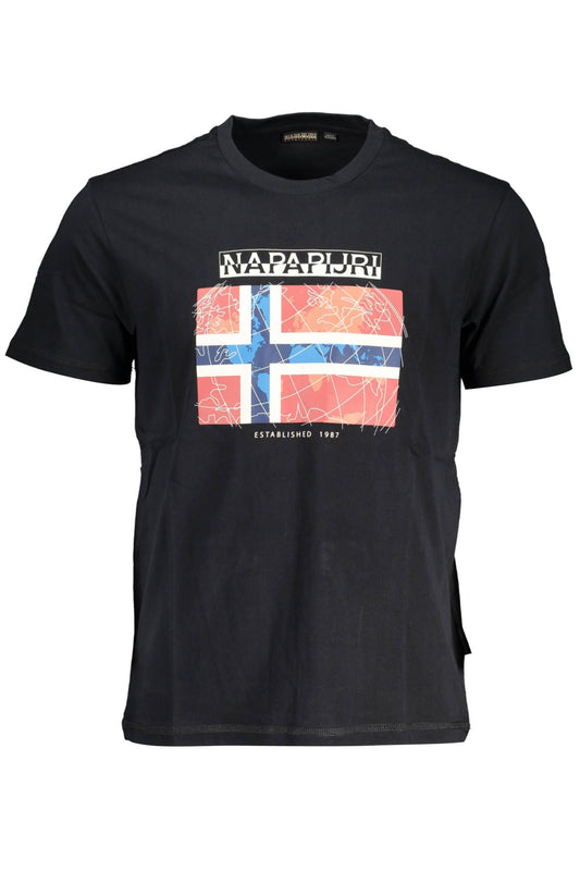 Sleek Black Cotton Tee with Iconic Logo