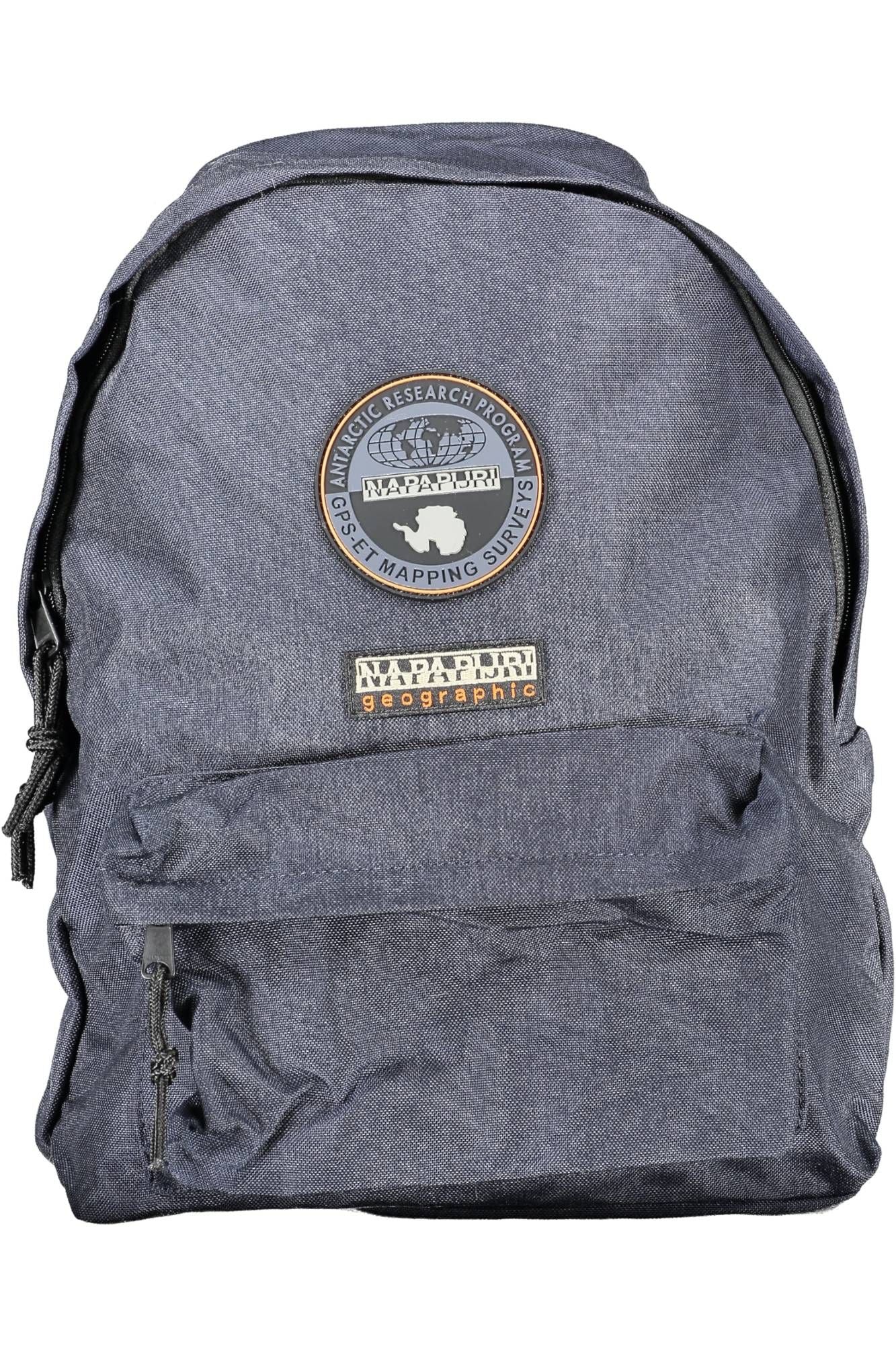 Sleek Blue Polyester Backpack with Logo