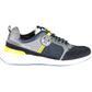 Blue Contrast Detail Leather Sneakers