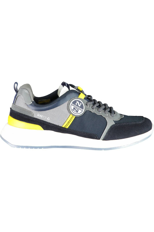 Blue Contrast Detail Leather Sneakers