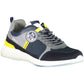 Blue Contrast Detail Leather Sneakers