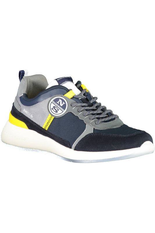 Blue Contrast Detail Leather Sneakers
