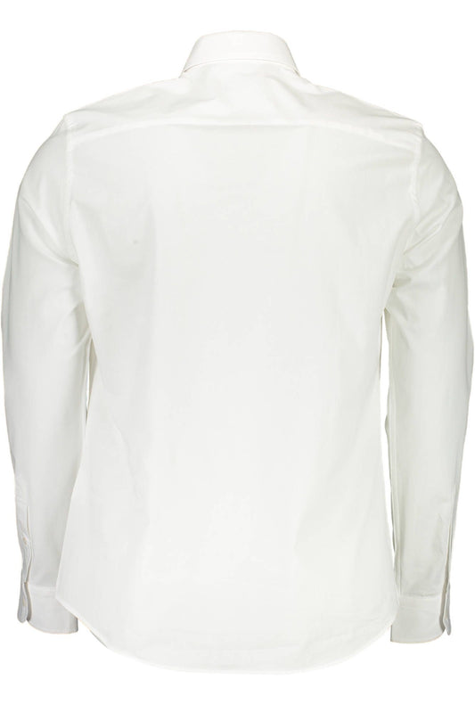 Elegant White Stretch Cotton Shirt