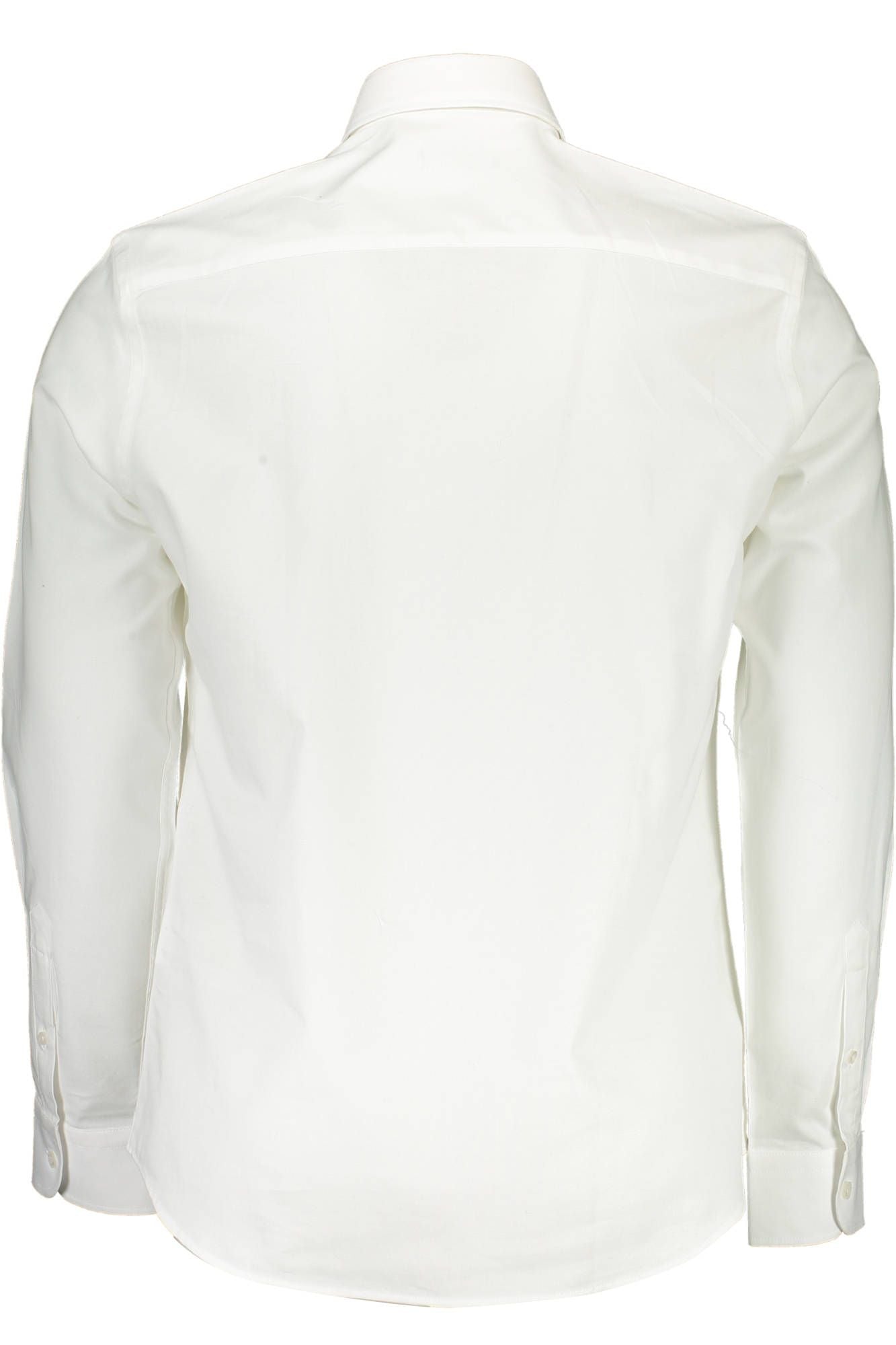 Crisp White Cotton Long-Sleeved Button-Down Shirt