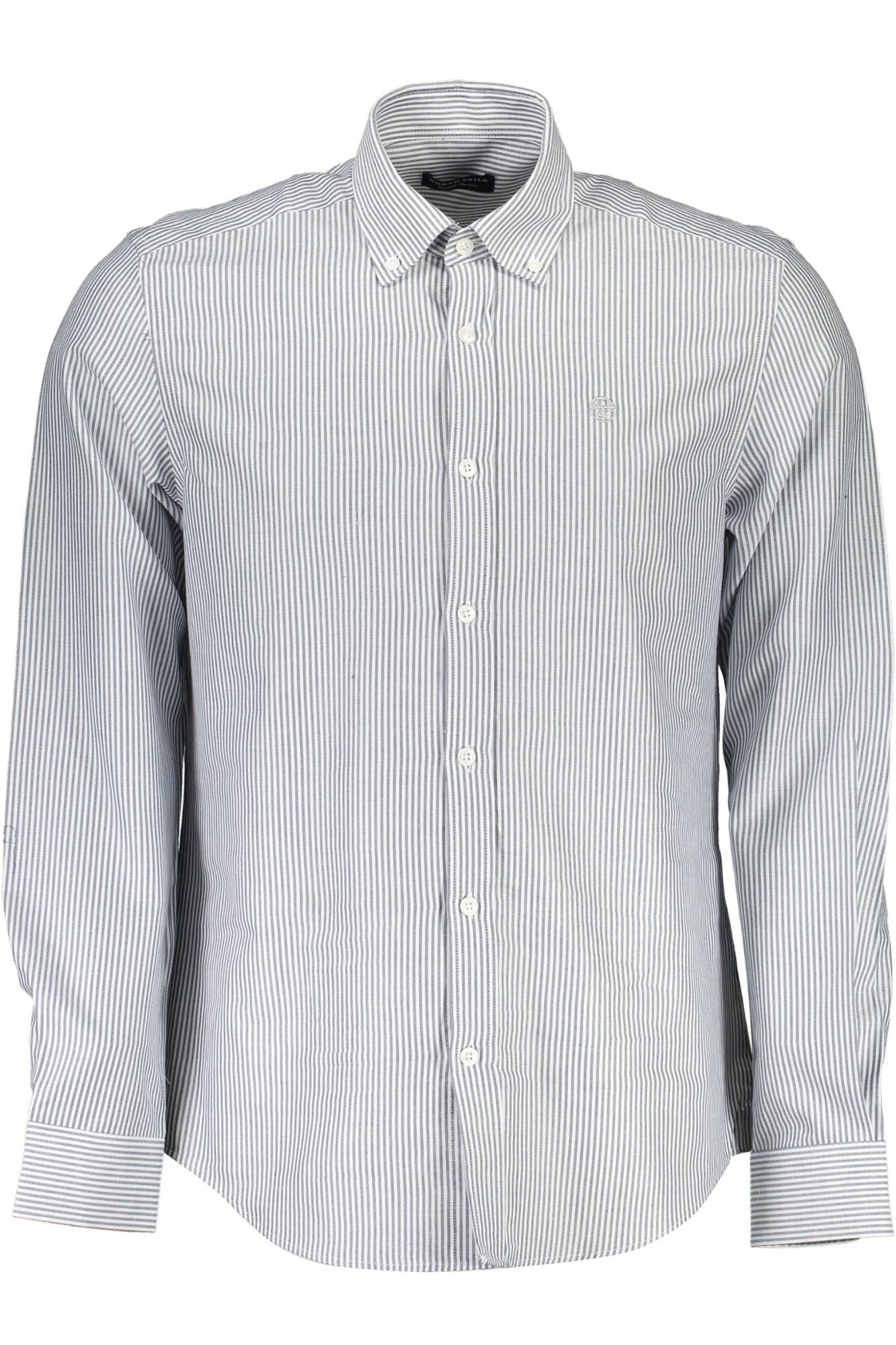 Elegant Blue Cotton Button-Down Shirt