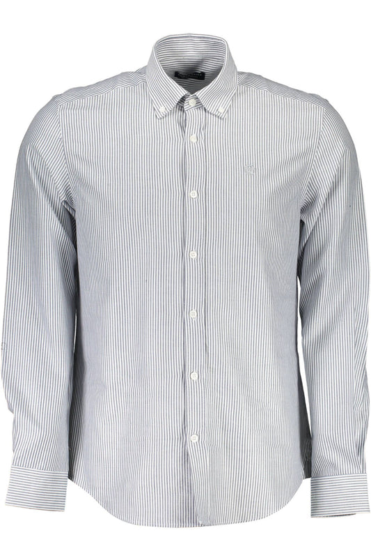 Elegant Blue Cotton Button-Down Shirt