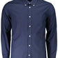 Classic Blue Cotton Shirt with Embroidered Logo