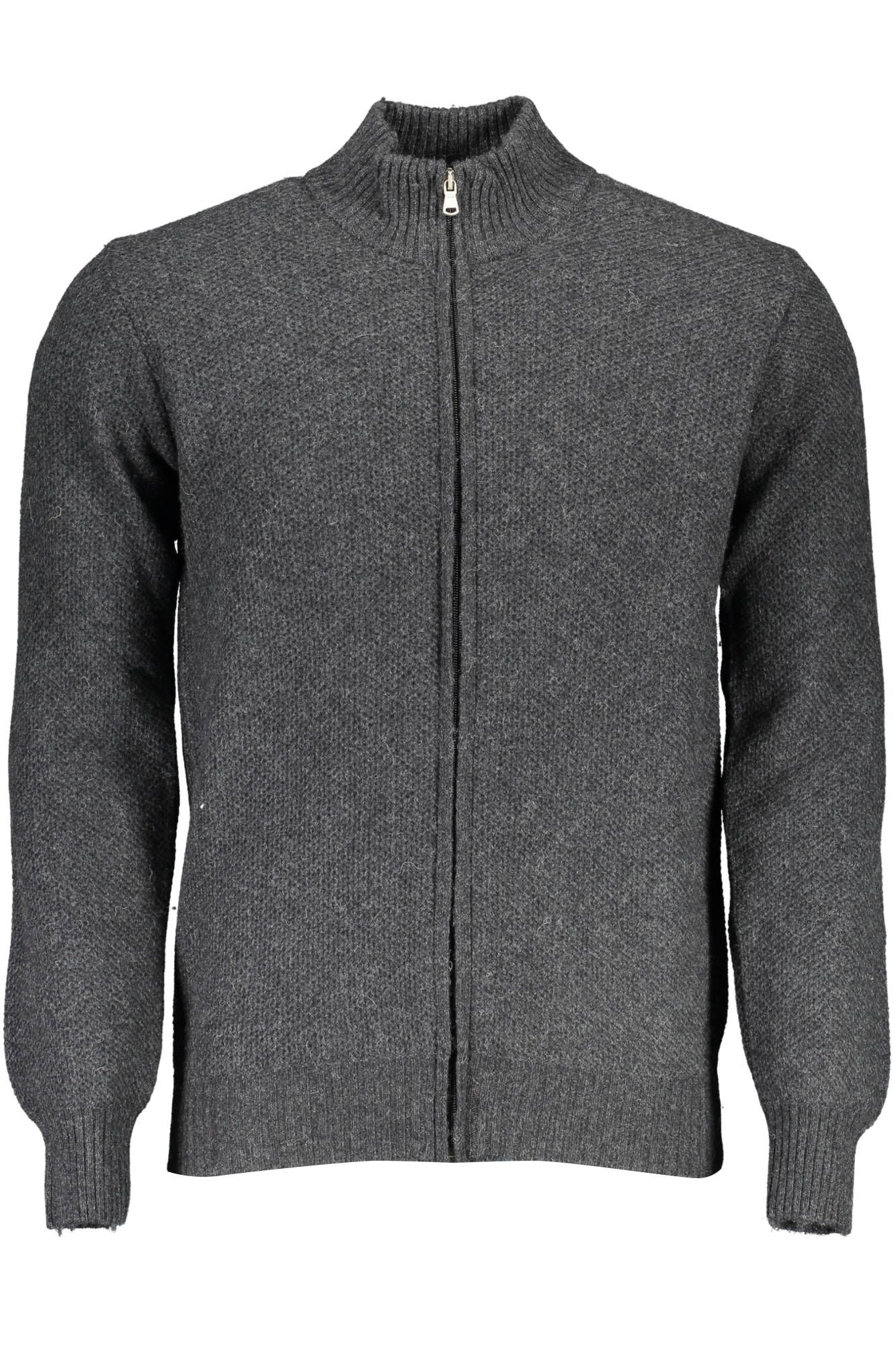 Classic Gray Wool Zip Cardigan