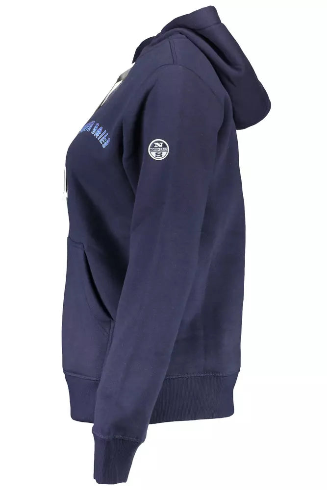 Cozy Blue Cotton-Blend Hooded Sweatshirt