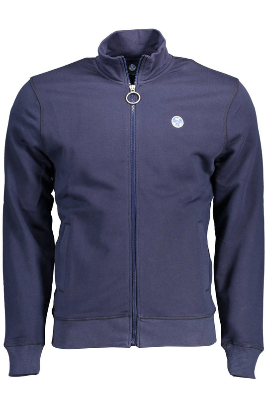 Blue Cotton Long-Sleeve Zip Sweatshirt