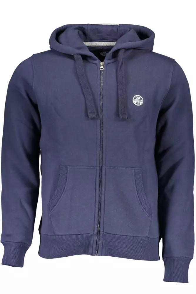 Chic Blue Hooded Sweatshirt with Contrasting Details