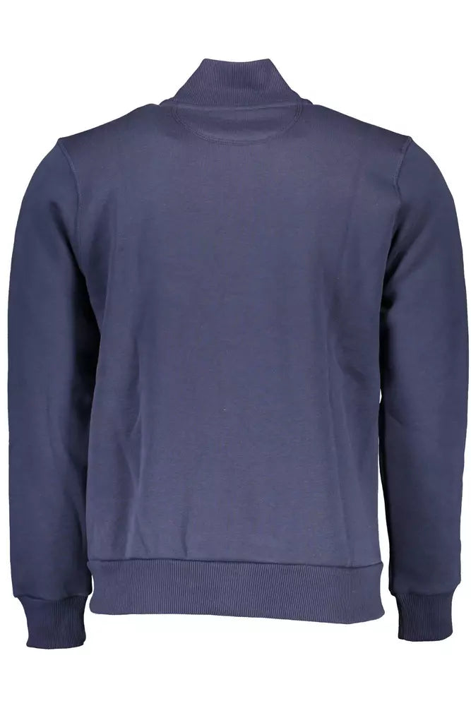 Chic Blue Zipped Sweatshirt with Logo Detail