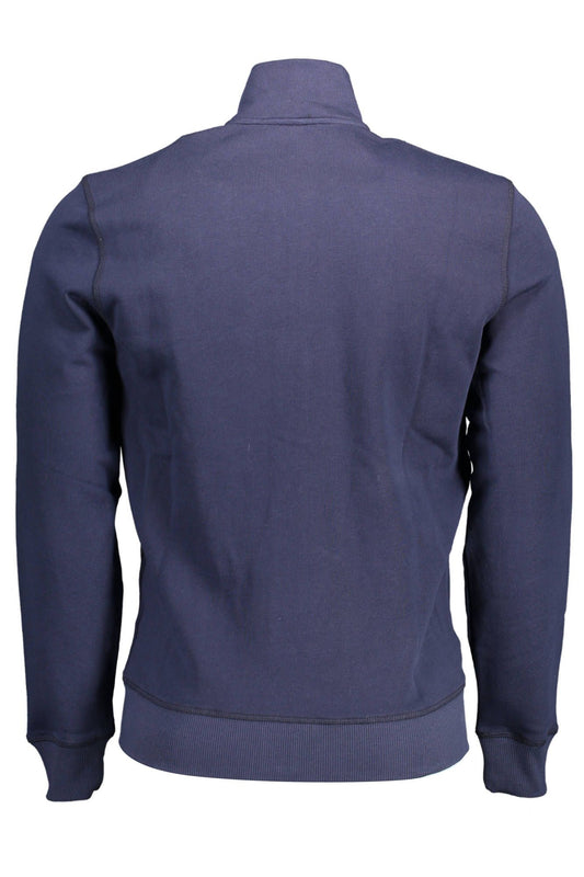 Blue Cotton Long-Sleeve Zip Sweatshirt