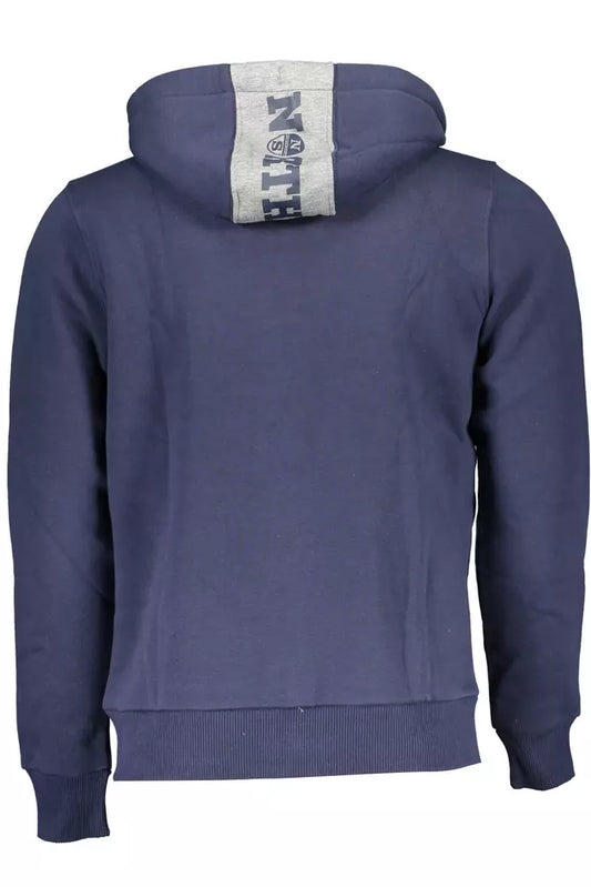 Chic Blue Hooded Sweatshirt with Contrasting Details