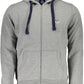 Chic Gray Hooded Sweatshirt with Contrasting Details