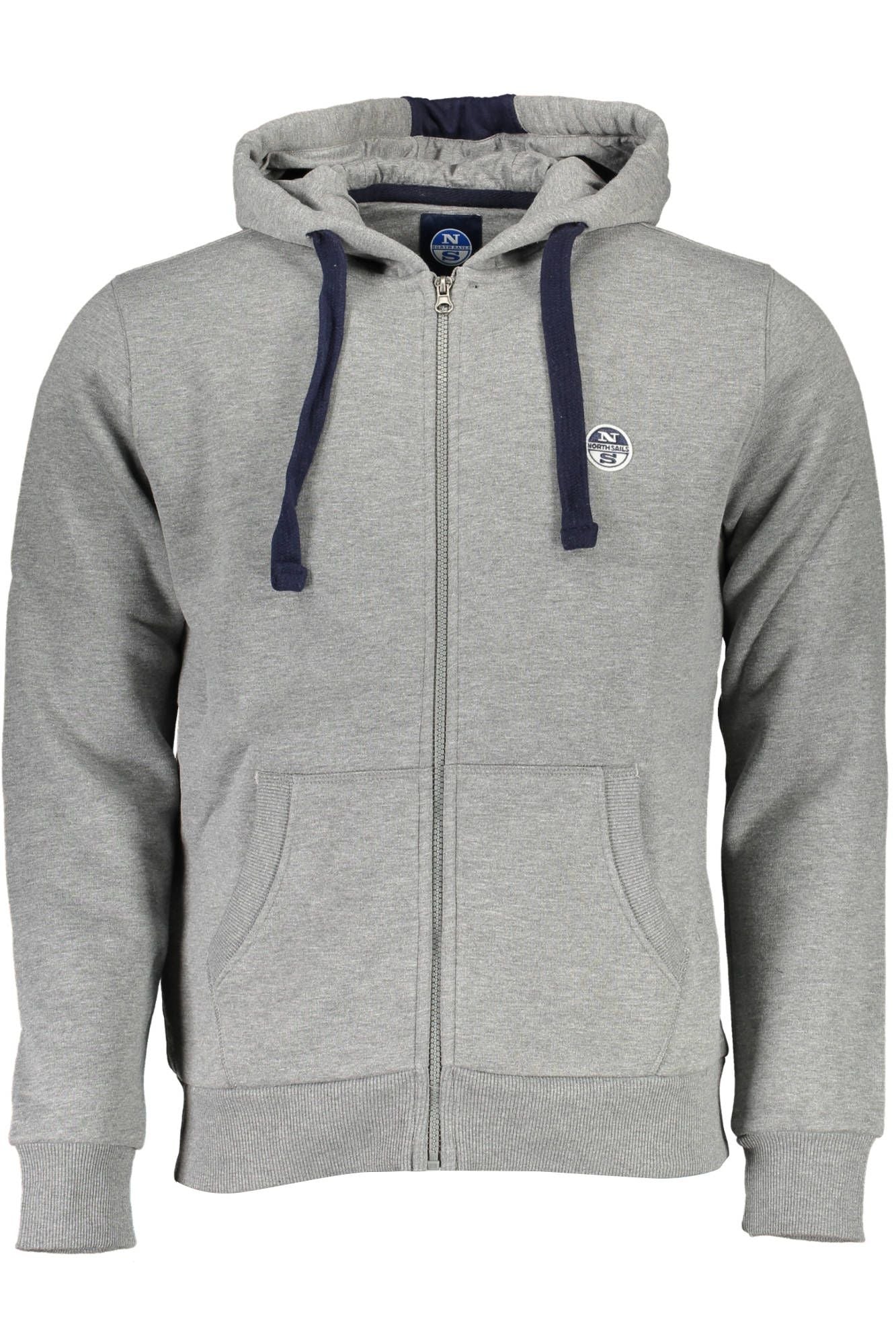 Chic Gray Hooded Sweatshirt with Contrasting Details