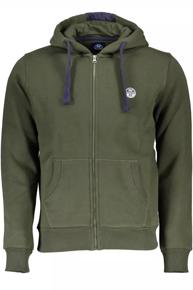 Chic Green Hooded Zip Sweatshirt with Logo