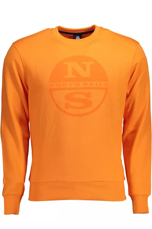 Vibrant Orange Cotton Sweatshirt with Chic Logo Print