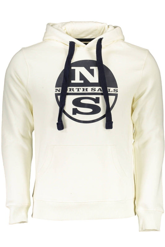 Elegant White Hooded Cotton Sweatshirt