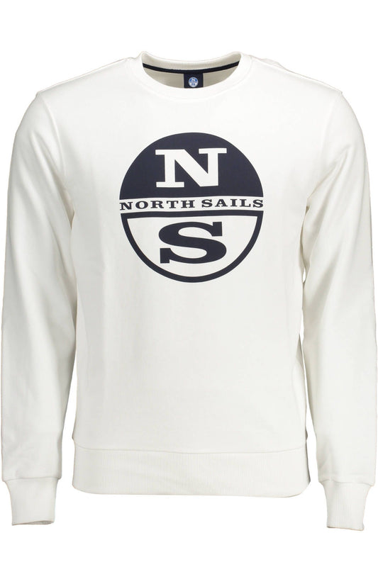 Sleek White Cotton Sweatshirt with Stylish Print