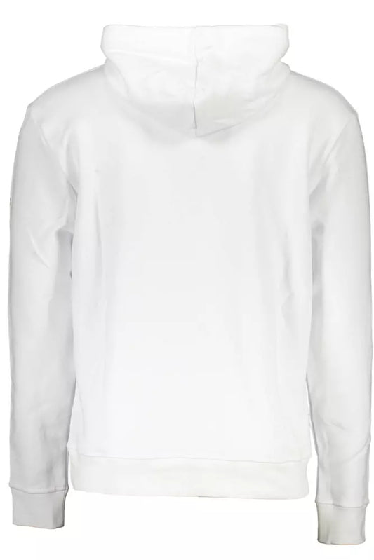 Chic White Hooded Sweatshirt with Central Pocket