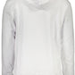 Sleek White Hooded Sweatshirt with Central Pocket