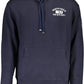 Blue Cotton Hooded Sweatshirt with Central Pocket