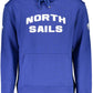 Chic Blue Hooded Cotton Sweatshirt with Print