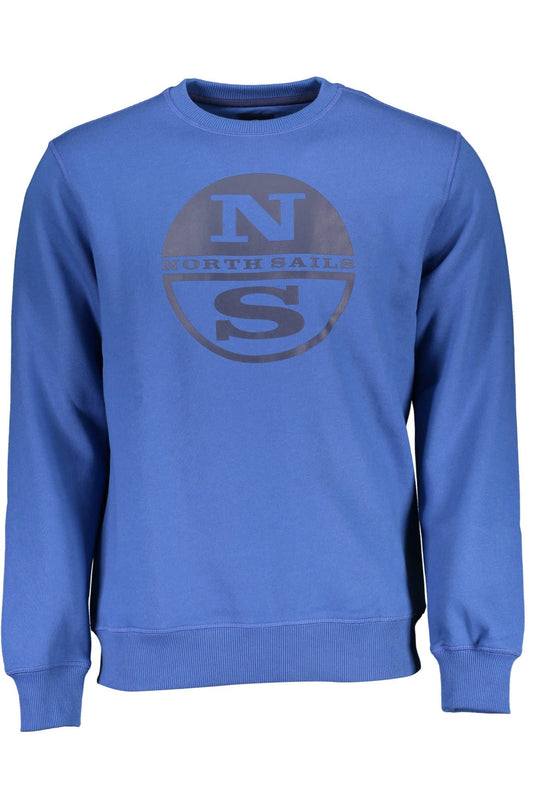 Elevated Blue Cotton Crewneck Sweatshirt