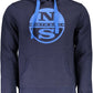 Blue Hooded Cotton Sweatshirt with Logo Print