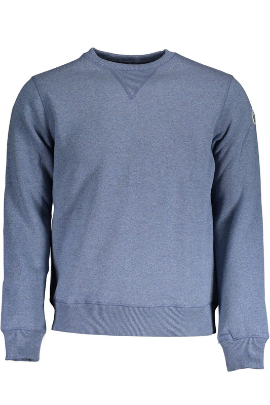 Blue Cotton Round Neck Sweatshirt with Logo