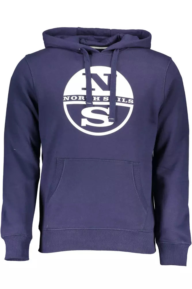 Oceanic Blue Hooded Cotton-Blend Sweatshirt