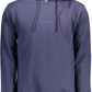 Blue Cotton Hooded Sweatshirt with Logo Print