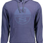 Blue Cotton Hooded Sweatshirt with Logo Print